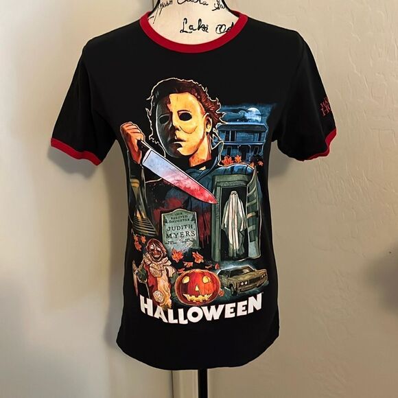 Michael Meyers Halloween Universal Studios Halloween Horror Black Graphic Shirt - Picture 1 of 8